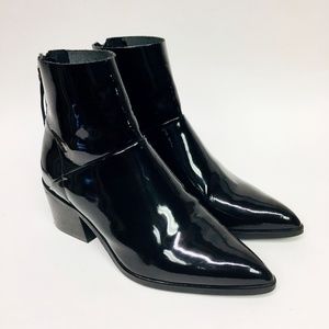 Black Topshop Patent Leather Ankle Boots